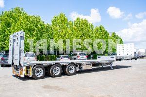 Drop Deck Trailer - Tri-Axle - With Beaver Tail & Bi-Fold Diesel Powered Hydraulic Ramps - Road Train Rated
